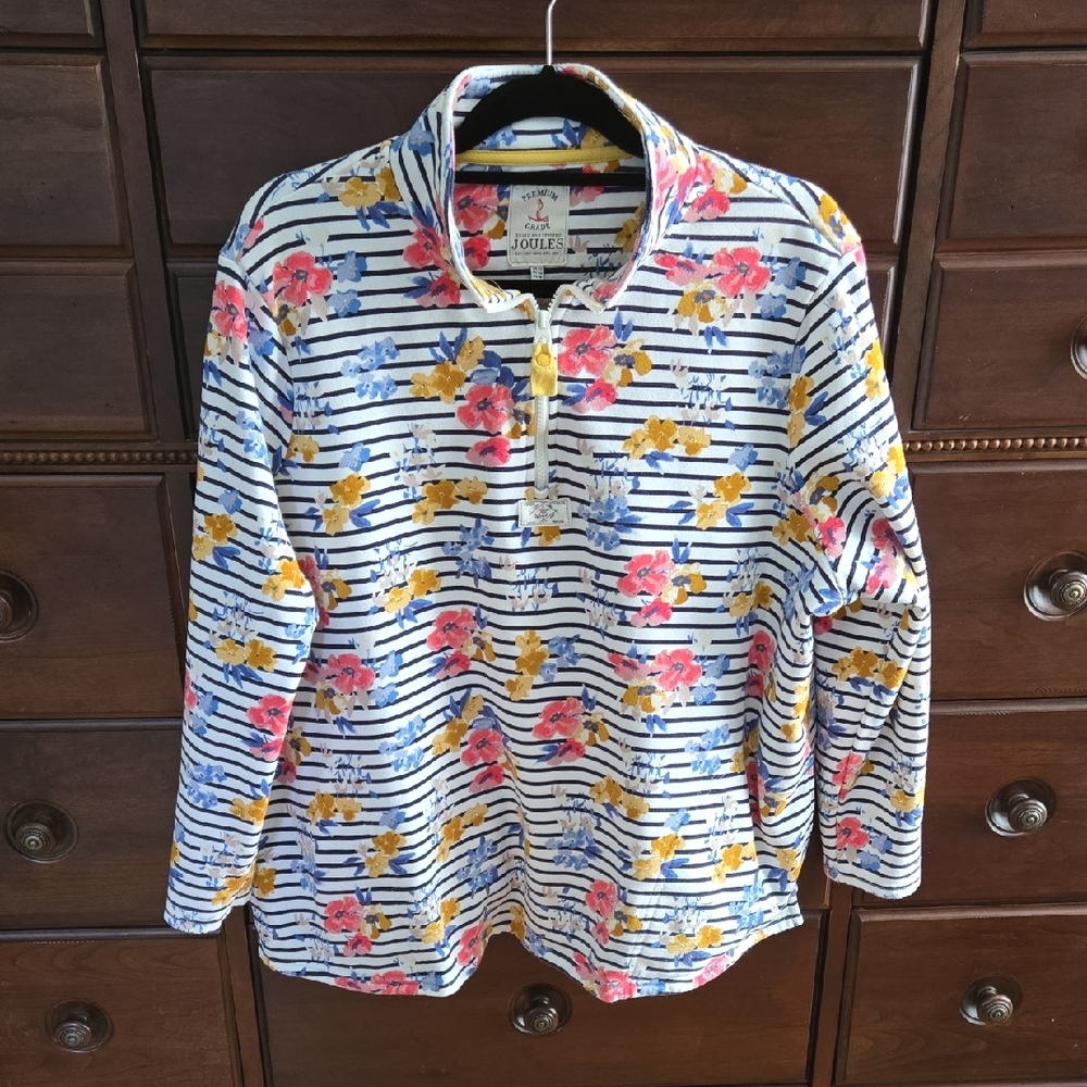 Women's Joules Quarter Zip Floral Pullover Size 18  "Pip Print" Style